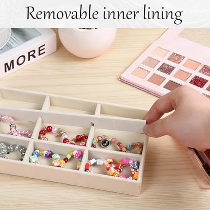8 PCS Velvet Jewelry Trays, Stackable Jewelry Organizer Trays for Drawer | Multi Grid Earring Tray for Storing Necklaces, Rings, Earrings, Dressing Tables and Drawers-4 Styles, 8.3 x 4.9 Inch