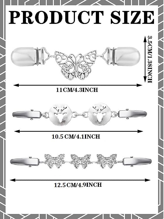 3 Styles Vintage Shirts Dresses Shawl Clips for Women Girls Retro Cardigan Collar Clips Brooch for Clothing - style: Style 1