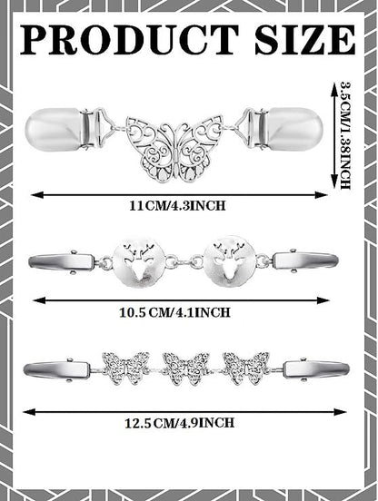 3 Styles Vintage Shirts Dresses Shawl Clips for Women Girls Retro Cardigan Collar Clips Brooch for Clothing - style: Style 1