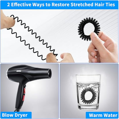 8PCS Spiral Hair Ties for Women, 1.57 Inch (4 cm) Diameter | No Damage, Creaseless Ponytail Holders for Thick and Thin Hair - Dent-Free Coil Design, Phone Cord Style