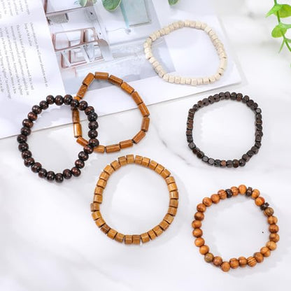 Wooden Mens Beaded Bracelets Adjustable Elasticity Mens Bracelet Multi-Layer Detachable Beaded Bracelets for Men - color: T-002