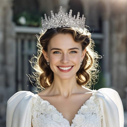 Tiaras and Crowns for Women Crystal Princess Tiaras Rhinestone Queen Crowns For Wedding Bridal Birthday Prom Pageant Party (Tiara 100) - color: Silver