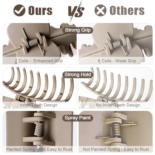 TOCESS Large Claw Clips for Thick Hair: 8 Pack Matte Neutral Hair Clips | 4.3 Inch Big Hair Clips for Curly, Fine, Thin Hair Strong Hold & Non Slip 4 Square + 4 Rounded Jumbo Jaw Clips for Women