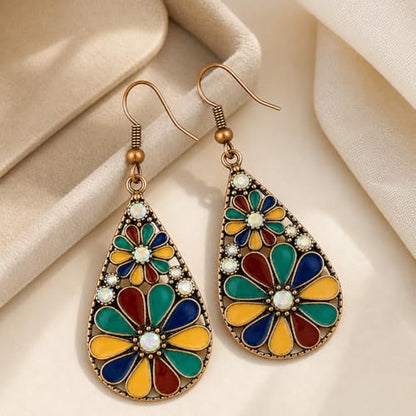 Colorful Green Teardrop Earrings for Women - Bohemian Style Enamel Dangle Earrings Lightweight Fashion Jewelry for Daily/Wedding/Party - color: Blue