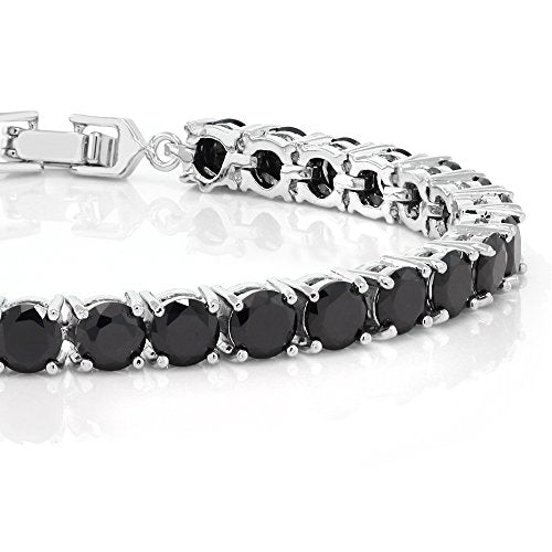 Gem Stone King Multi-Color Classic Tennis Bracelet for Women | Sparkling Round Cubic Zirconia CZ | 7.50 Cttw | 7 Inch | Fine Jewelry Gift for Mother's Day Birthday Anniversary Her Mom Wife - color: Black