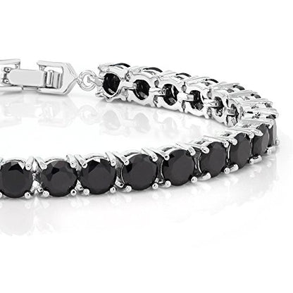 Gem Stone King Multi-Color Classic Tennis Bracelet for Women | Sparkling Round Cubic Zirconia CZ | 7.50 Cttw | 7 Inch | Fine Jewelry Gift for Mother's Day Birthday Anniversary Her Mom Wife - color: Black