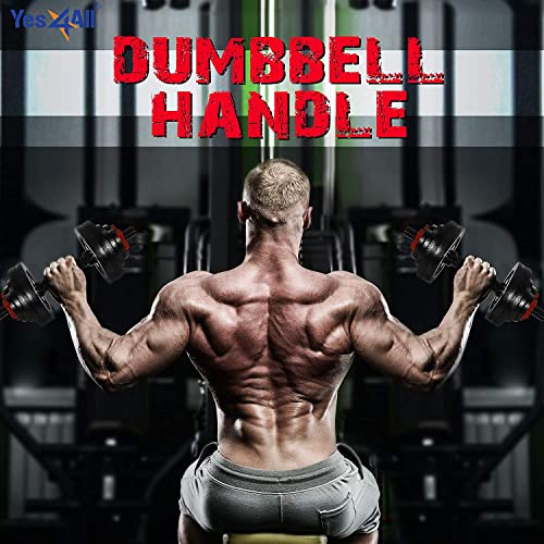 Yes4All Threaded Dumbbell Handles, Adjustable Dumbbell Bar Pair, 14/16/18/24-Inch Sizes, Fits 1" or 1.15" Plates, Non-Slip Grip, Secure Star-Lock Collars - color: 14" - Chrome - Black