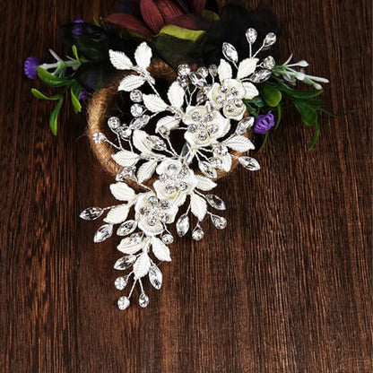 Bridal Hair Accessories Silver Wedding Hair Duckbill Clip for Brides, Handmade Rhinestone Hair Vine Wedding Head Pieces for Women and Bridesmaids Flower Girls - color: Silver