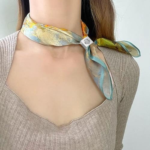 Dainty Square Silk Scarf Ring Brooch for Women Girls Fashion Geometric Rose Flower Carved Shawl Scarves Buckle Wrap Clasp Clip Rings Brooches Fashion Dress Accessories Jewelry - color: Silver