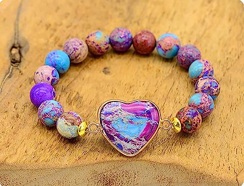 Women Wrap Bracelet Boho Natural Jasper Crystal Stone Beads Strand Bracelets - color: Style 01-Imperial Jasper