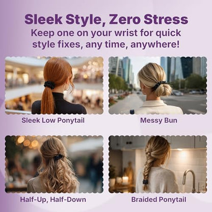Goody Ouchless One Inch Satin Scrunchies, Frizz Fighting, No Damage Scrunchies, Gentle, Secure & Creaseless Hair Ties for Day and Overnight, All Hair Types, Gifts for Women & Girls, 5 Ct, Black - style: 1 Inch/Large