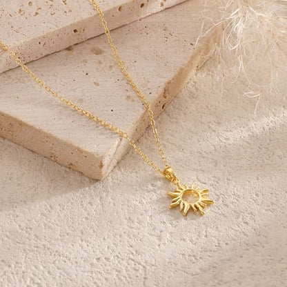 CHESKY Layered Necklaces for Women Trendy, Dainty 14k Gold Plated Pendant Necklace Layering Necklace for Women Non Tarnish Hypoallergenic Sun Gold Necklace Stack Gold Jewelry for Women Gifts - style: Sun-GD