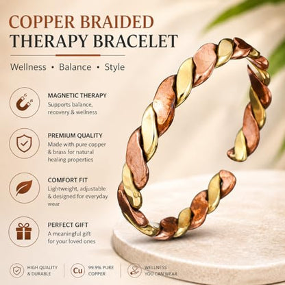 Pure Copper Cuff Bangle Bracelet 100% Solid, Raw & Uncoated Handmade Bracelets Jewelry Cuff Gift Bangle for Women & Men - color: Copper Cb-107