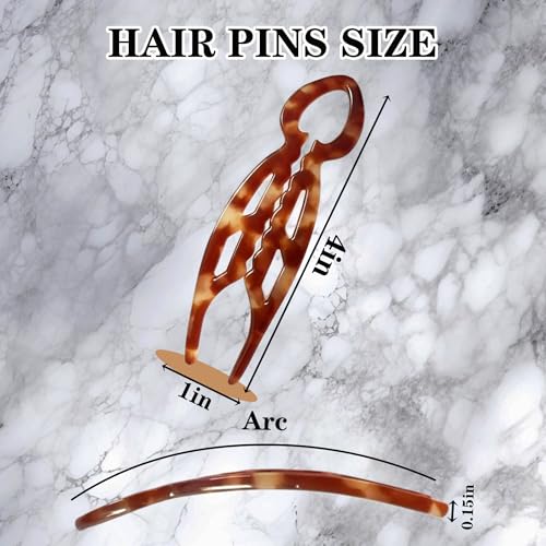 5 PCS French Hair Pin for Updos Chignons & Buns Hair Pins for Women Acetate French Twist Pin Secure Hold All Day, Comfortable Fit - color: black