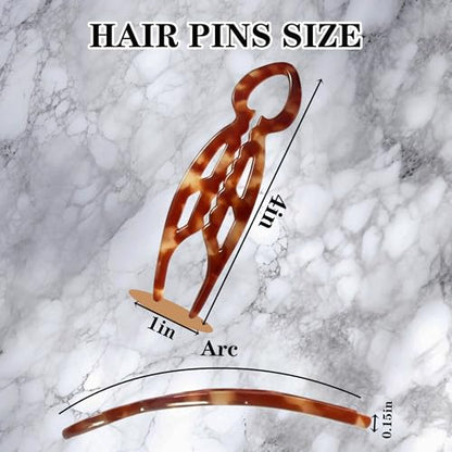 5 PCS French Hair Pin for Updos Chignons & Buns Hair Pins for Women Acetate French Twist Pin Secure Hold All Day, Comfortable Fit - color: black