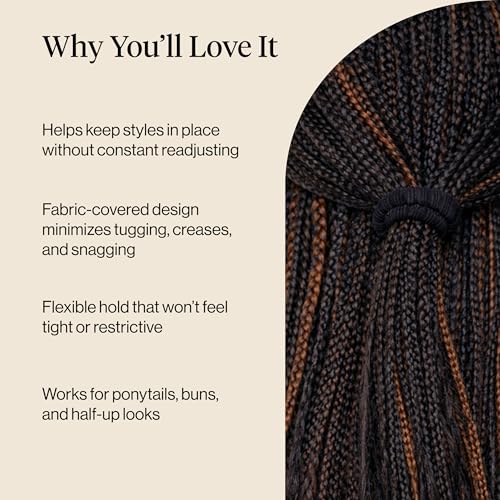 Kitsch Ribbed Hair Ties No Damage - Black, 10pcs | Strong, Stretchy & Snag-Free Hair Bands – Soft Fabric Ponytail Holders, Stylish Elastics for Everyday Hairstyles - color: Black Ribbed (Pack of 10)