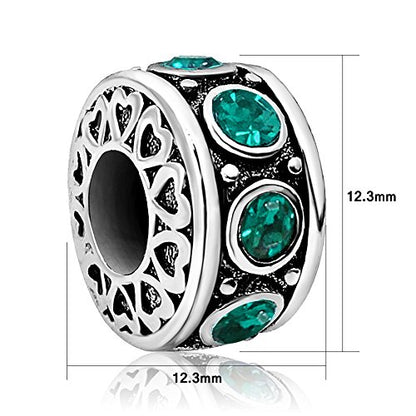 Birthstone Birthday Compatible With Pandora Charms Bracelet | Heart, Birthstone, Birthday Cake, Womens Bead Charms for Bracelets, Christmas Jewelry - style: May Birthstone