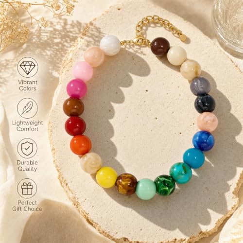 Chunky Beaded Necklace for Women, Colorful Trendy Statement Summer Jewelry Gift - color: necklace-4