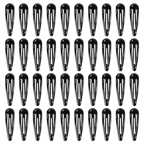 40pcs Snap Hair Clips, 2'' Hair Clip, Non-slip Black Hairpin Accessories for Women Girls, Metal Barrettes for Styling, Black - color: 2'' Black