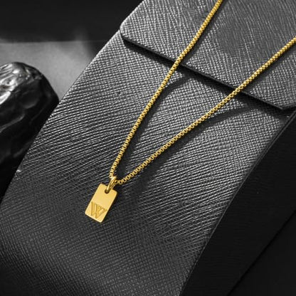 Gold Plated Square Initial Necklace Waterproof A-Z Letter Pendant on Thin Chain - Dainty, Stackable Jewelry for Women - color: Golden-A, size: F
