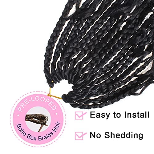 Unionbeauty 8PCS Boho Box Braids with Curly Ends Butterfly Bohemian Hippie Braids Crochet Hair 14Inch Goddess Box Braids Pre-looped Ombre Purple Synthetic Braiding Hair Extension for Black Woman 3/3# - color: 33#, size: 14 Inch (Pack of 8)