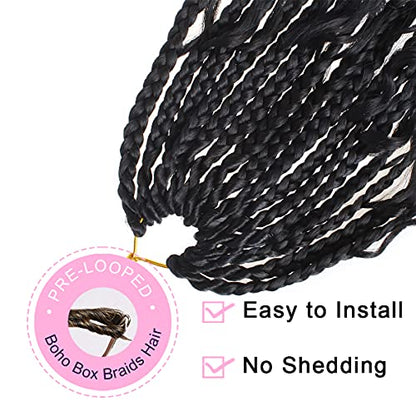 Unionbeauty 8PCS Boho Box Braids with Curly Ends Butterfly Bohemian Hippie Braids Crochet Hair 14Inch Goddess Box Braids Pre-looped Ombre Purple Synthetic Braiding Hair Extension for Black Woman 3/3# - color: 33#, size: 14 Inch (Pack of 8)