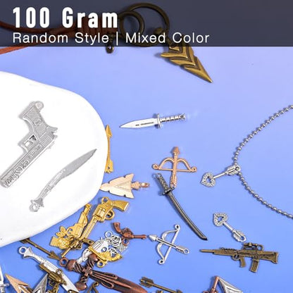 stino 100 G Mixed Style Metal Charms for Jewelry Making, Bulk Silver & Gold Plated, for Bracelet, Necklace, Earrings DIY Crafts - style: Weapon