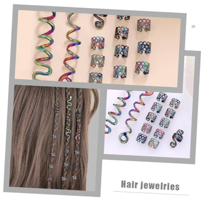 Metallic Hairpin Clips Spiral Coils Braid Jewelry Set Fashion Hair Accessories for Women Hair Braid Rings