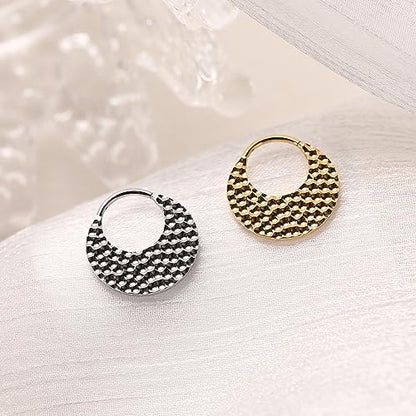 FUNLMO 18G 16G Septum Jewelry Triple Stacked Septum Nose Ring Surgical Steel Daith Conch Helix Cartilage Lobe Piercing Jewelry - color: Style33: Gold-hammered