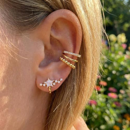 Ear Cuffs Non Piercing Ear Cuff for Women Clip on Huggie Hoop Earrings Gold Fake Earring Cuff with Chain Clips Minimalist Jewelry - color: B2:4pcs gold