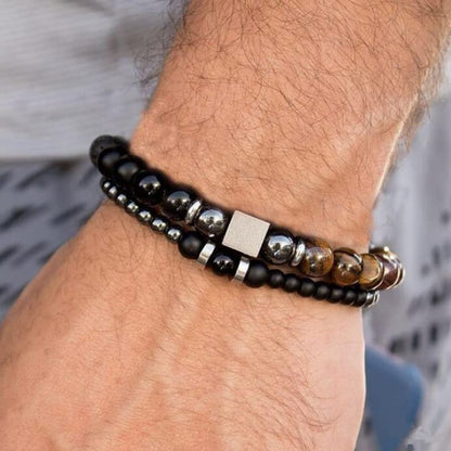 Boho Turquoise Bracelet Stack For Women Wooden Beaded Stretch Wrap Bracelet Jewelry - color: C-2pcs beaded Bracelet