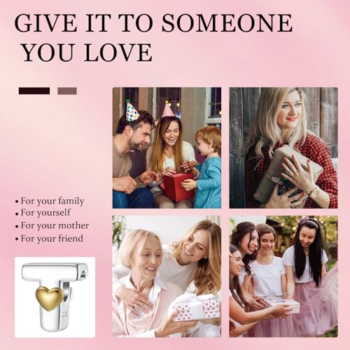 A~Z Alphabet Charm Letter Beads 925 Sterling Silver with Heart-shaped 5A Cubic Zircon Stones fits Pandora European Bracelets Necklace Jewelry Gift for Women - style: T Letter Charms
