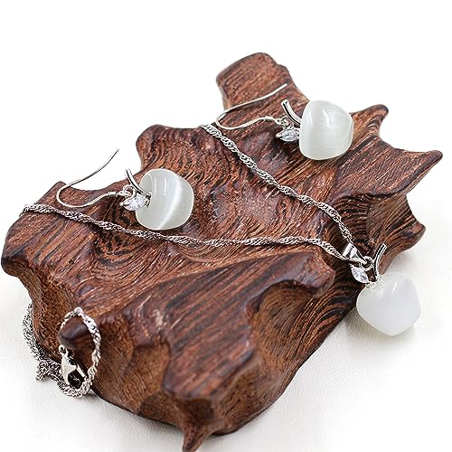 Uloveido Apple Necklace and Earrings Set for Women Cute Apple Jewelry Set for Teacher Mom YL007 - color: White