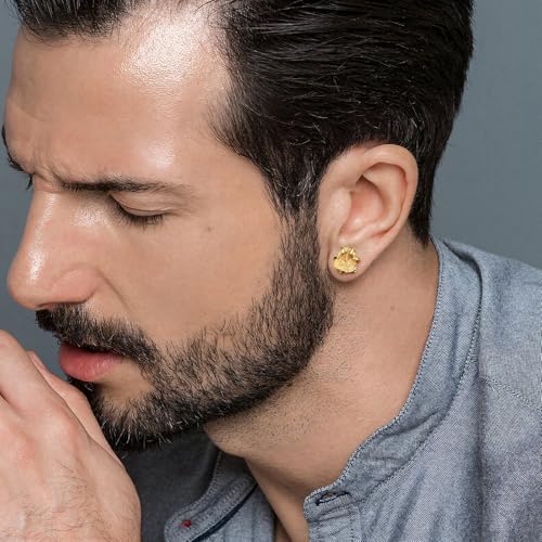 Crystal Earrings, Natural Raw Citrine Prong Setting Stud Earrings for Women, Handmade Gold Plated November Birthstone Earrings