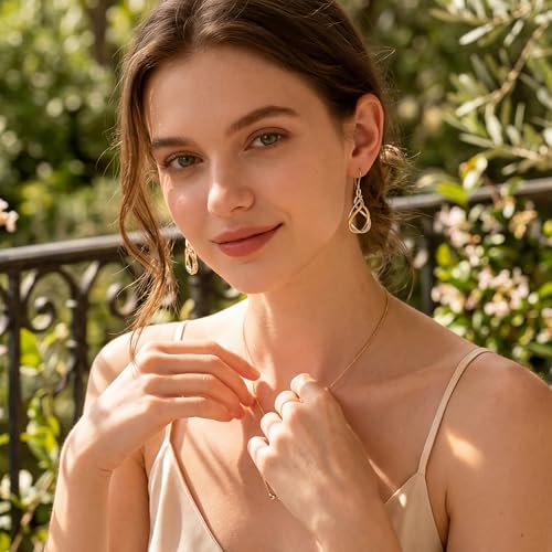 Two Tone Twisted Drop Earrings for Women Gold and Silver Dangle Earrings | Hypoallergenic Mixed Metal Earrings 14K Gold and Silver Plated Dangly Leverback Earrings Trendy Jewelry Gifts - color: Two Tone