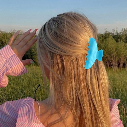 2Pcs Hair Claw Clips for Women Cute Fashion Hair Accessories Daily Gift - color: Cream Yellow and Blue