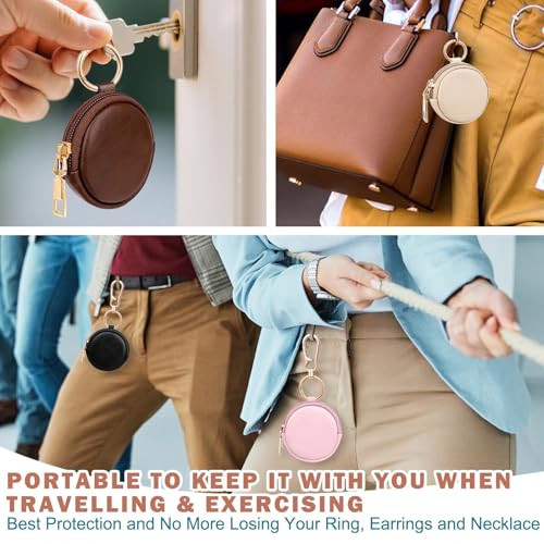 LUCKINEE Ring Holder Keychain, Travel Ring Case Ring Holder Pouch for Women Men - color: Dark Black