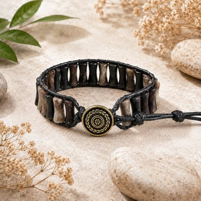MOINSPIRE Boho Beaded Bracelets for Women - Adjustable Handmade Wrap Bracelet with Tube Natural Stone Beads, Colorful Beaded Strap Bohemian Jewelry Braided for Birthday Gifts - color: Black