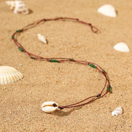 Dainty Boho Beaded Choker Necklace Beach Layered Colorful Bead Necklace Jewelry Gifts for Women - color: Green