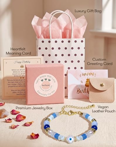 Birthday Jewelry Gifts For Girls Women, Four Leaf Clover & Heart Bracelets - color: Aura Shield