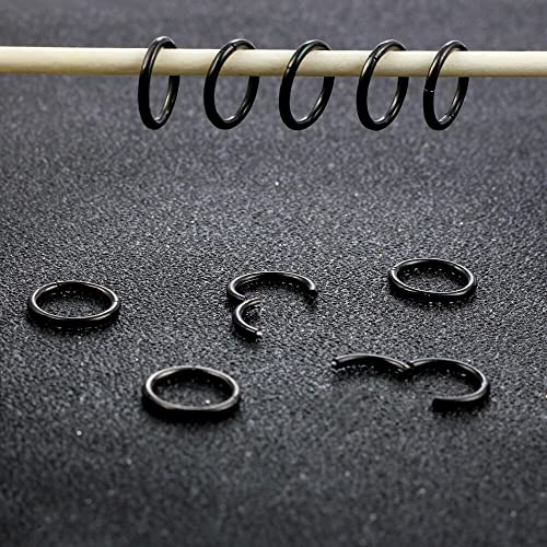 Casvort 10 PCS 16G Seamless Septum Nose Piercing Rings Segment Tragus Hoop Rings 316 Stainless Steel Helix Ring Stack Clickers Ear Plugs Hangers Women Body Jewelry - color: Black Classic, size: 1.2*6mm 10 PCS