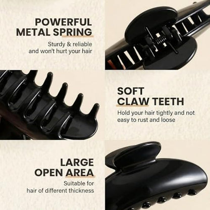 4Pcs Large Claw Hair Clips for Women, 4-Inch Durable Hair Claw Clips Smooth & Easy to Wear|No Snagging & a Secure Grip, Fashion Hair Accessories for Thin & Medium Thick Hair(Black Red Brown Coffee) - color: Group 1