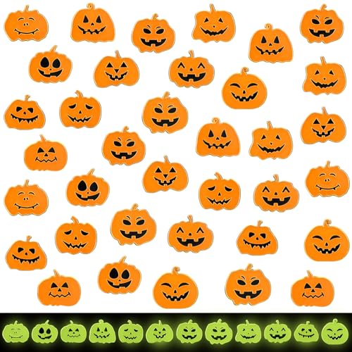 Liliaafar 36 Pieces Halloween Enamel Pins Set Grow in the Dark Halloween Lapel Pins Bulk for Backpacks Clothing Hat Bag Gifts - style: Pumpkin
