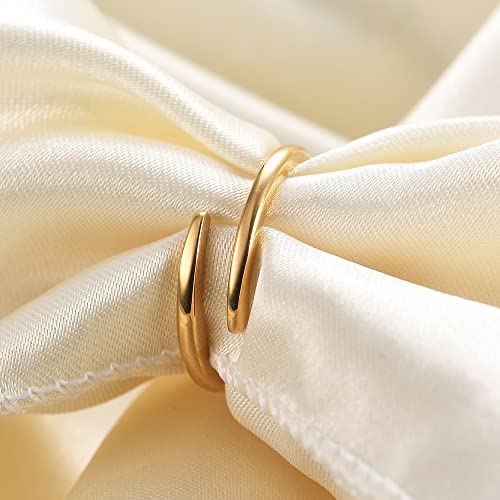 MYNENEY Pointed Classical Promise Ring Stainless Steel Thin Ring For Women - color: Open Twist-Gold, size: 6