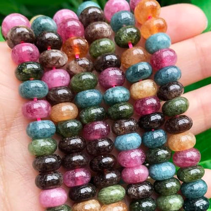 Songxi 5x8mm Dark Tourmaline Rondelle Beads, 75PCS Spacer Round Loose Abacus Beads for Jewelry Making, Gemstone for Bracelet Necklace Earrings, Arts and Crafts - color: Dark Tourmaline