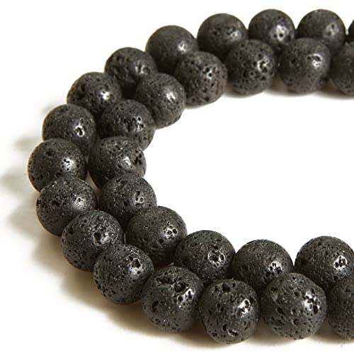 100pcs 10mm Black Lava Beads Natural Gemstone Beads Round Loose Beads for Jewelry Making - color: Black Lava, size: 10mm