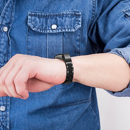 Compatible with Alta Bands Metal, Special Edition Replacement for Alta HR Stainless Steel Bands Adjustable Accessory Wristband Small Large for Alta Bracelet Women Men - color: A6-Black-Black