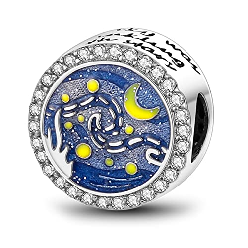 MULA 925 Sterling Silver Charms for Bracelets and Necklace Family Pendants | Airplane Travel Dangle Beads Family Tree Jewelry Charms for Women - color: Galaxy Charm