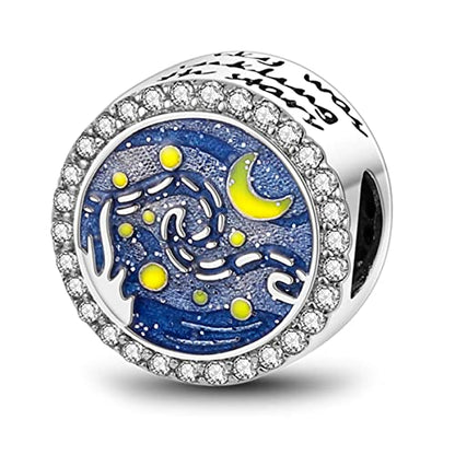 MULA 925 Sterling Silver Charms for Bracelets and Necklace Family Pendants | Airplane Travel Dangle Beads Family Tree Jewelry Charms for Women - color: Galaxy Charm