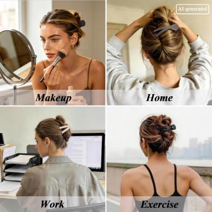 Large Flat Hair Clips for Women, French Flat Claw Clips for Medium Thick Hair | Strong Hold Hair Clips for Styling, Driving, Daily Wear | Beige, Light Dark Brown, Black - 4Pcs - color: Black, Dark Brown, Light Brown, Beige